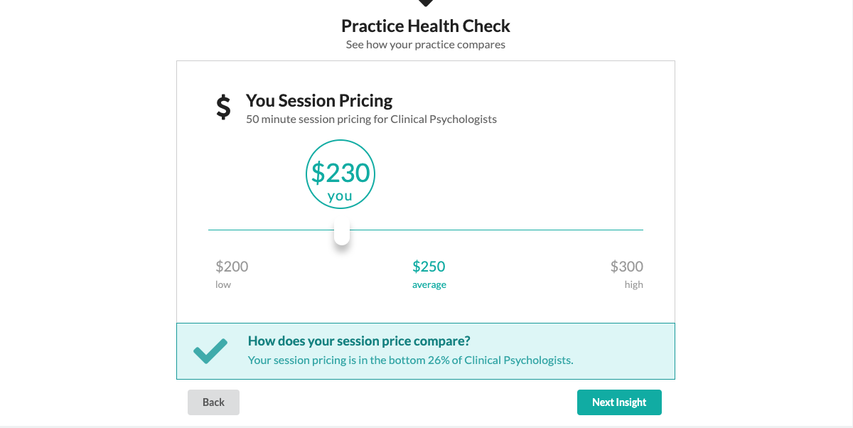 see how your psychology fees compare to your peers